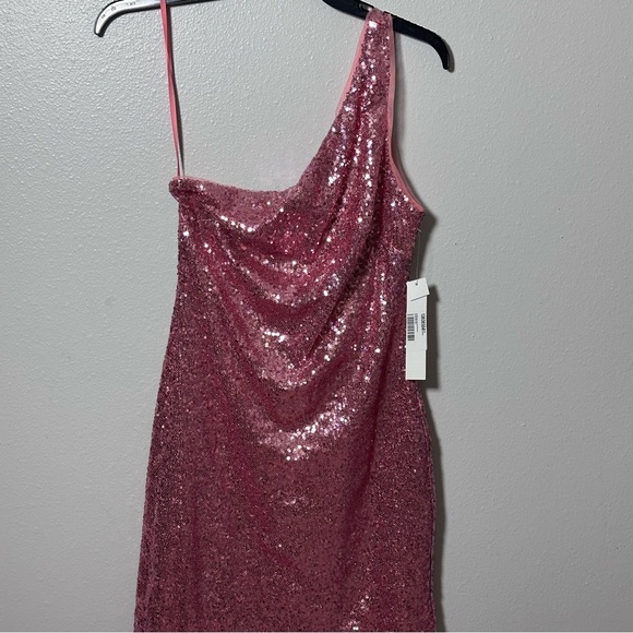 Aqua Womens Pink Sequined Mini One Shoulder Formal Cocktail/ Party Dress S - Picture 2 of 9